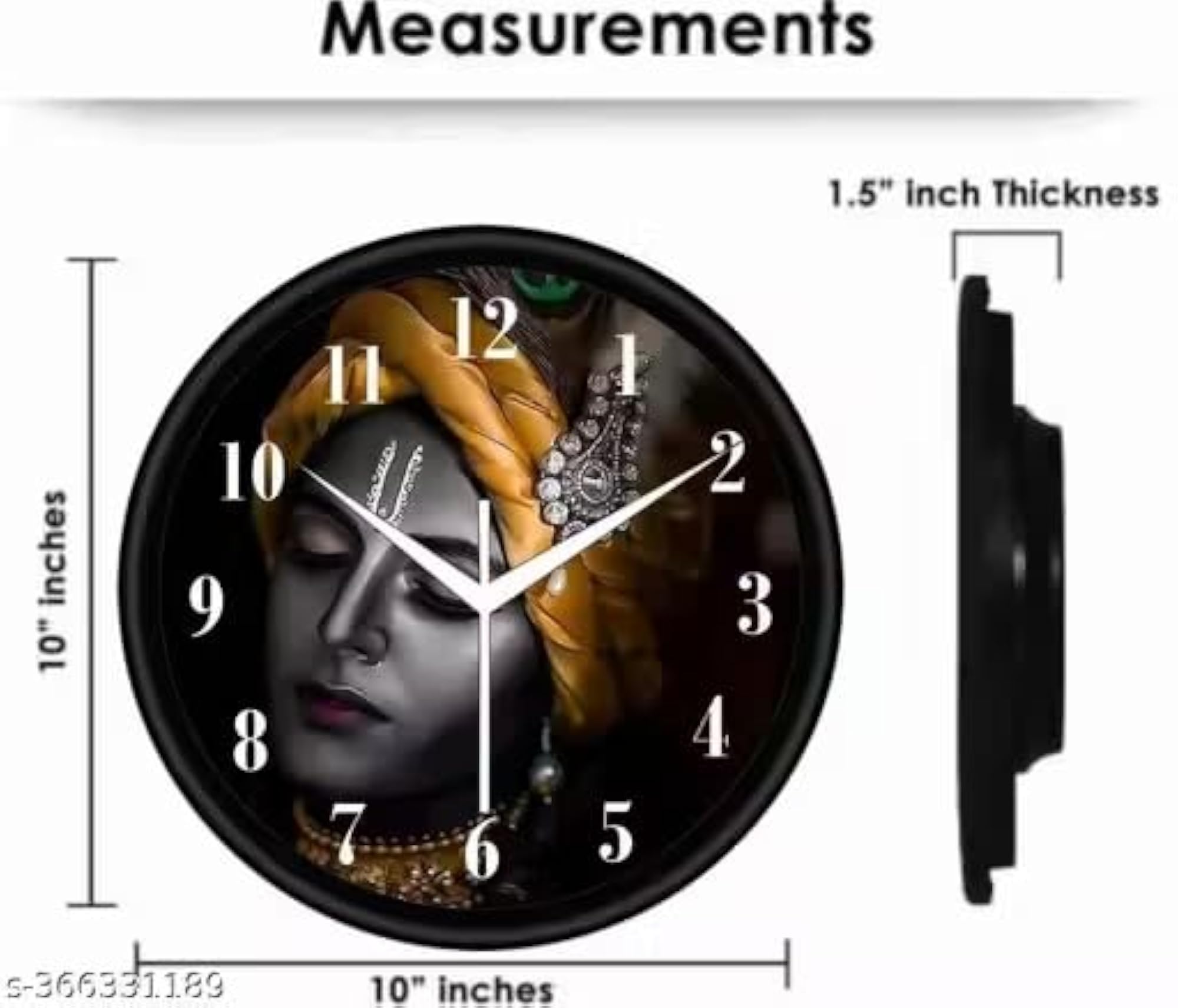 10X10-inch Plastic & Glass Wall Clock, Black Frame